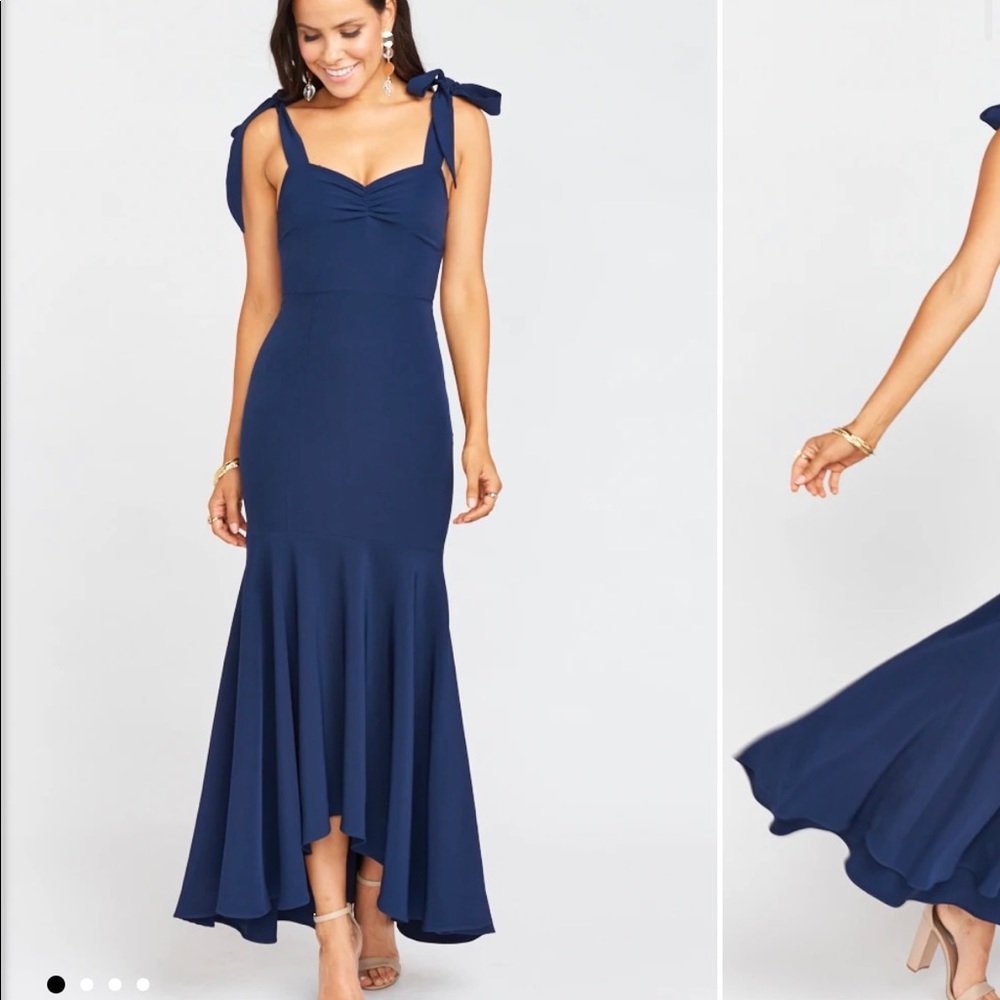 Show me your mumu - blue Barcelona Ruffle Gown ~ Rich Navy Stretch Crepe
XXS